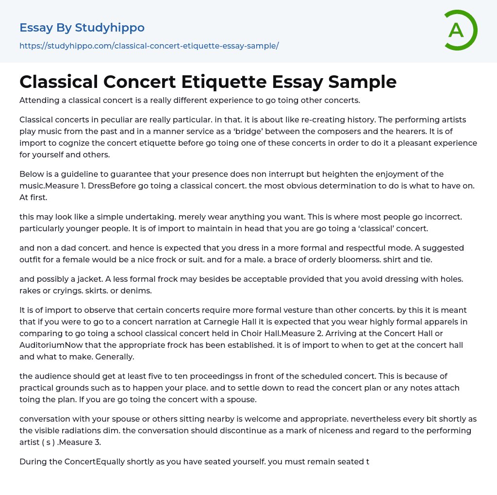 Classical Concert Etiquette Essay Sample