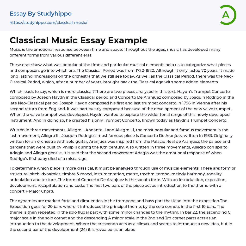 Classical Music Essay Example