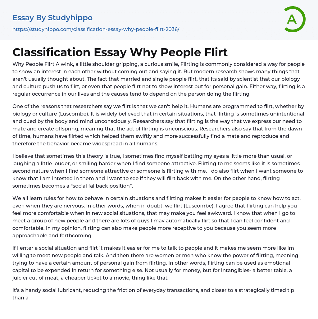 Classification Essay Why People Flirt