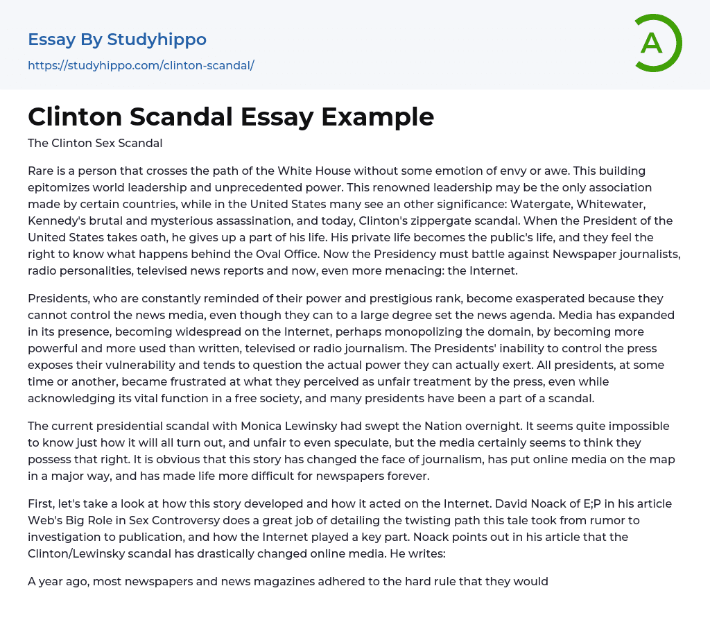 Clinton Scandal Essay Example