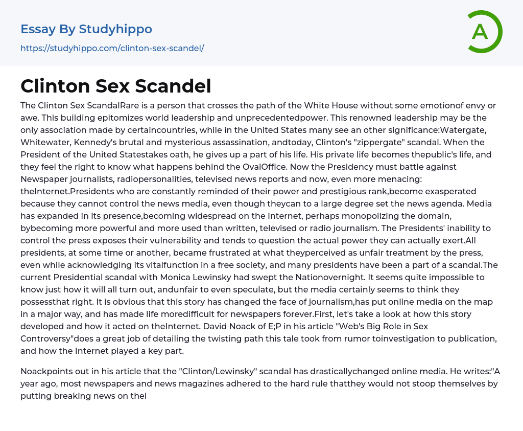 Clinton Sex Scandel Essay Example