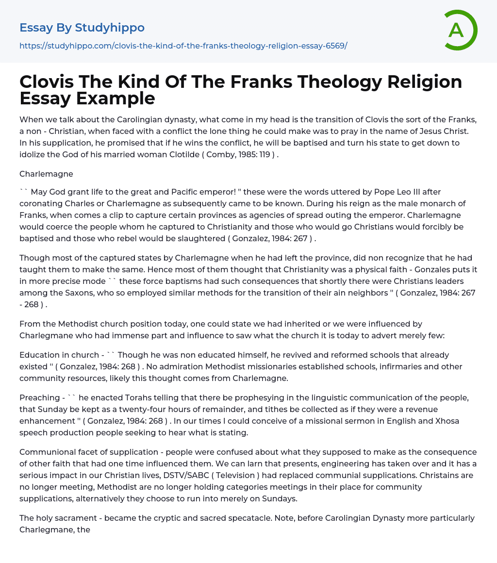 Clovis The Kind Of The Franks Theology Religion