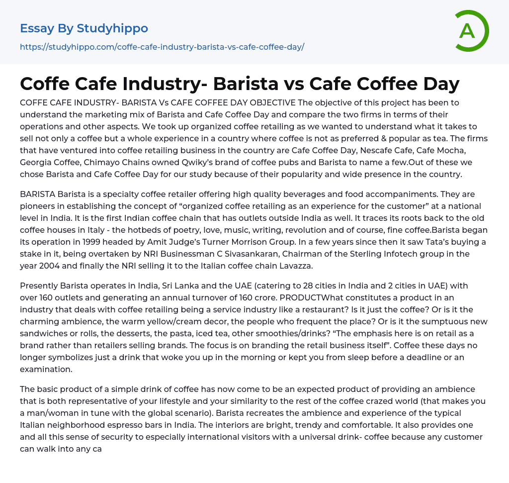 cafe review essay example