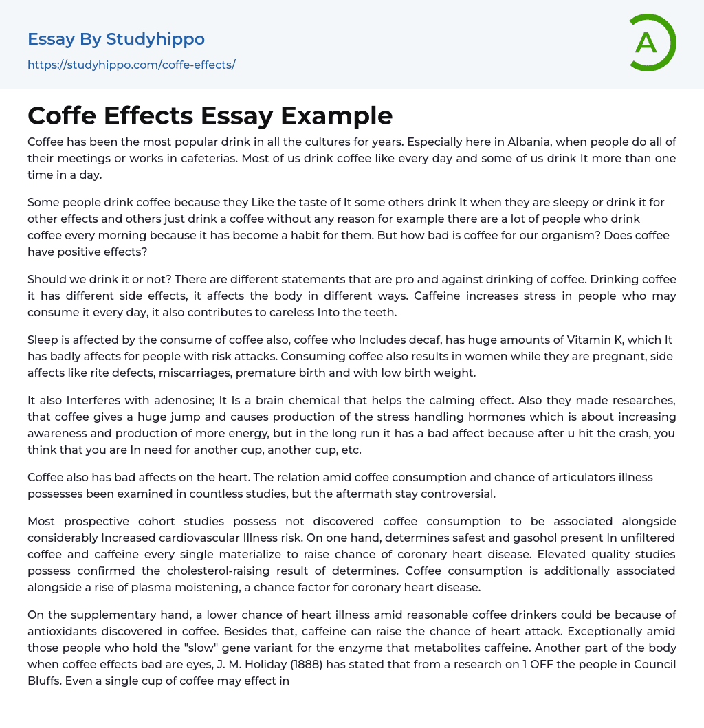 Coffe Effects Essay Example