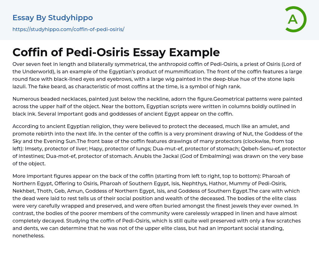 Coffin of Pedi-Osiris Essay Example