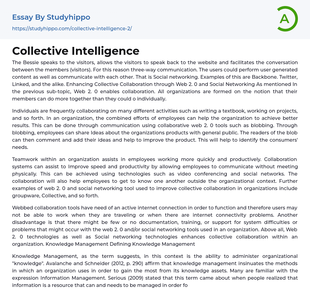 Collective Intelligence Essay Example
