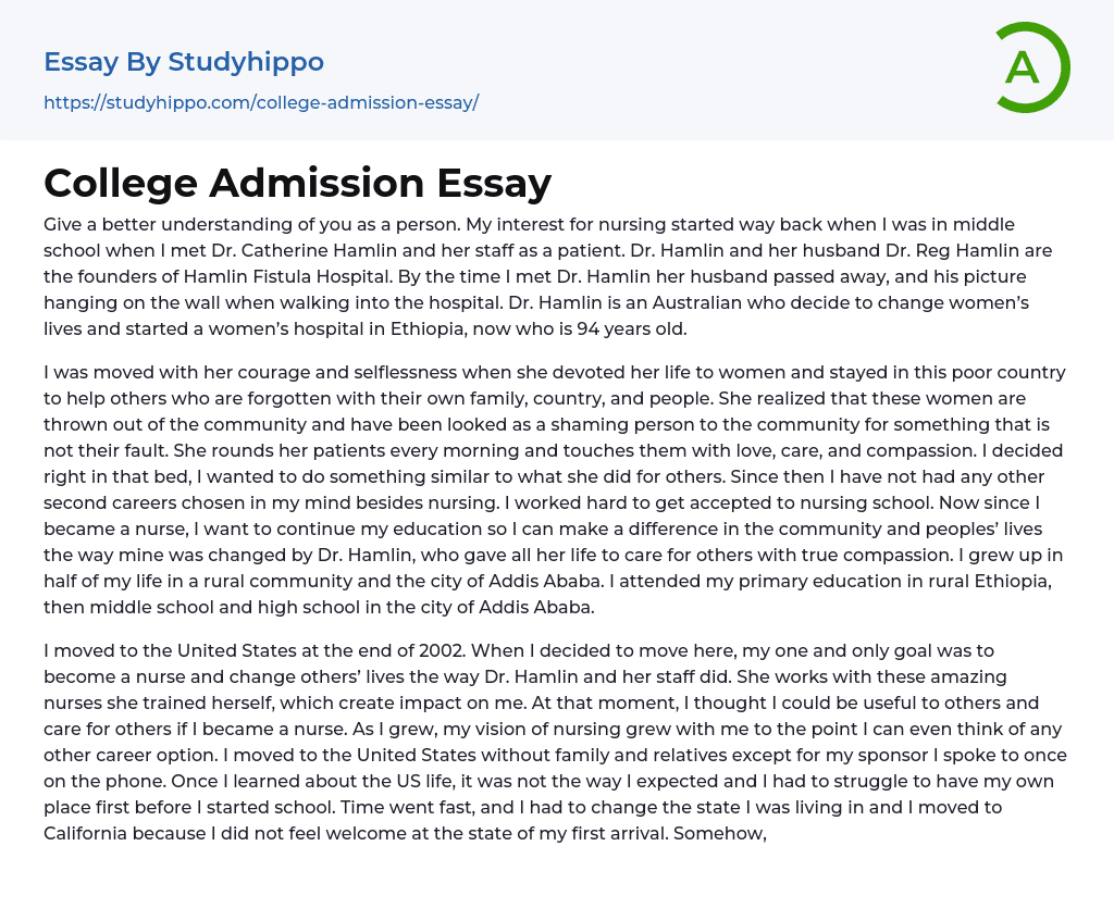 College Admission Essay