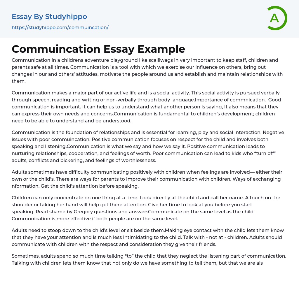 Commuincation Essay Example