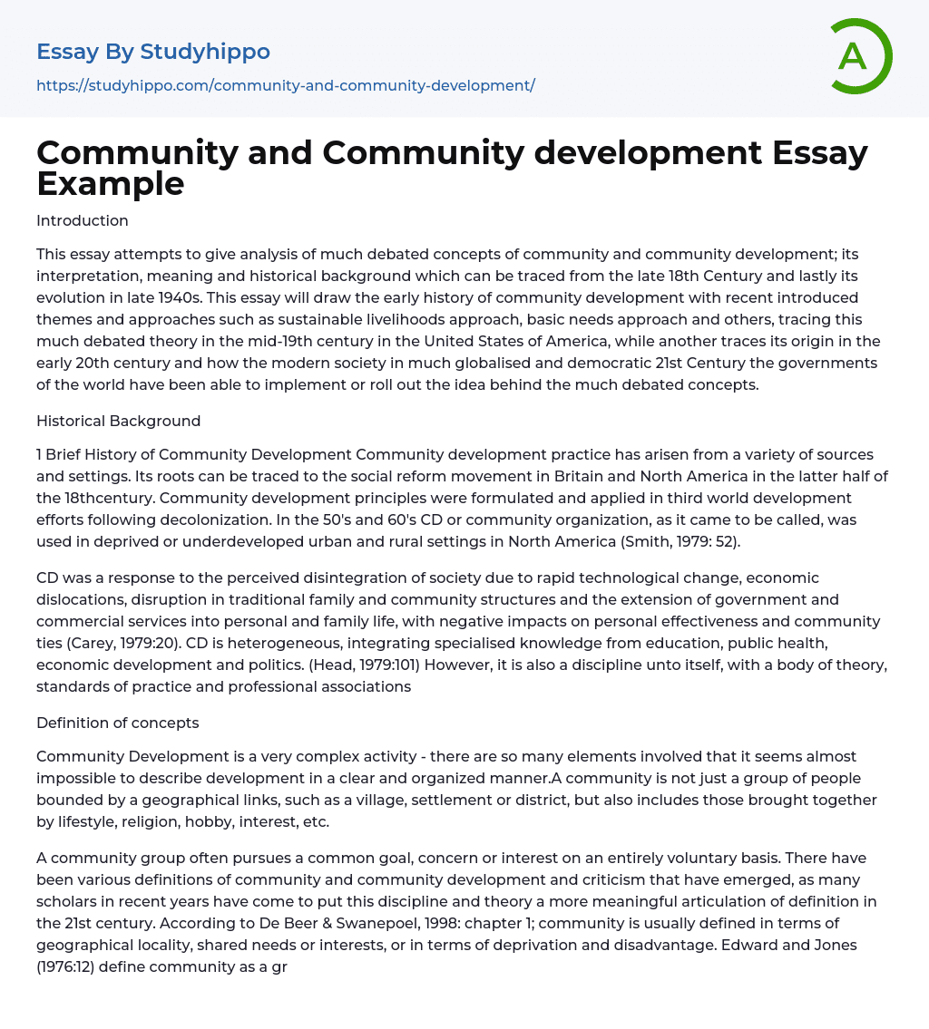 impact of community development essay