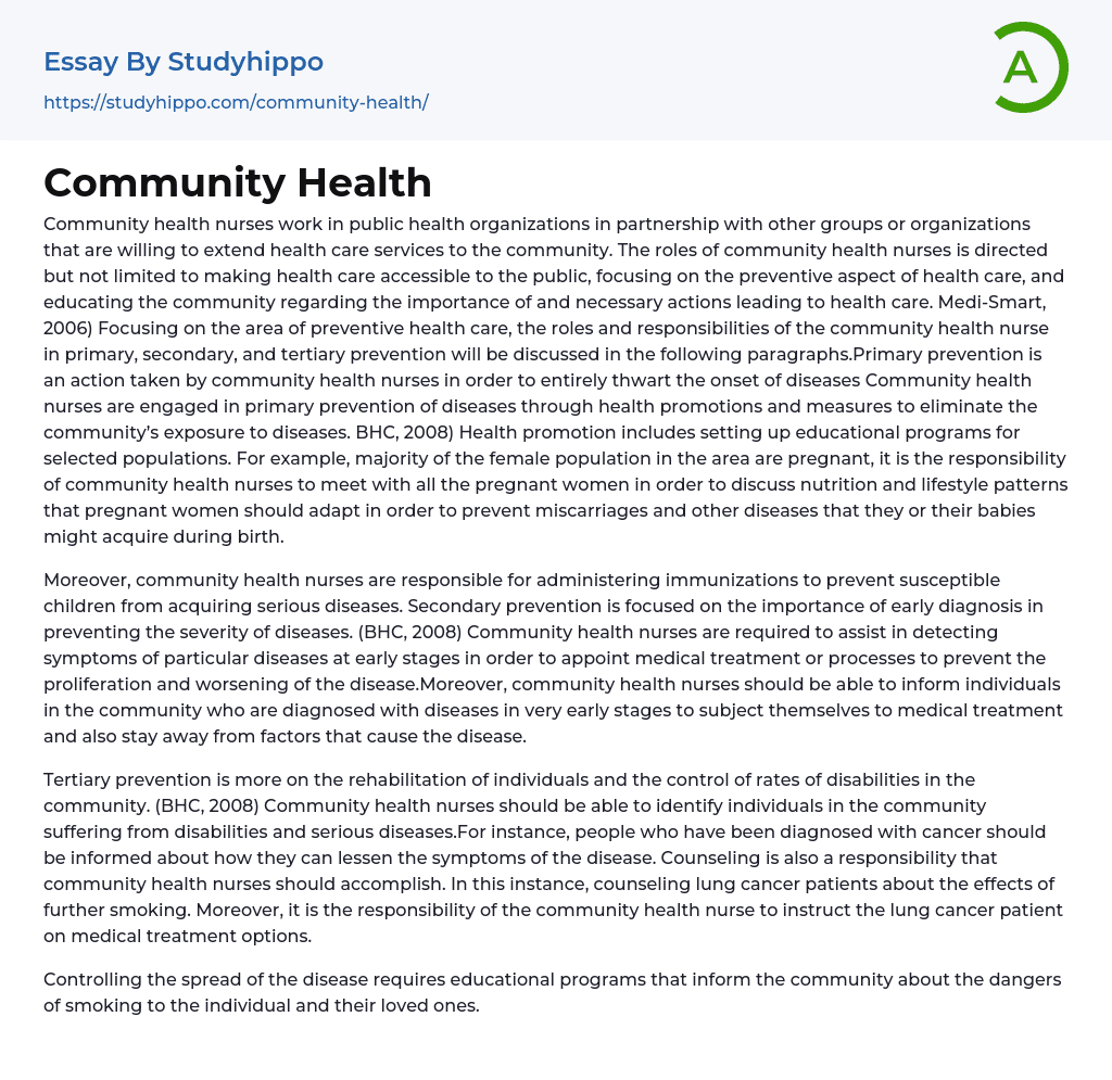 ways to improve community health essay