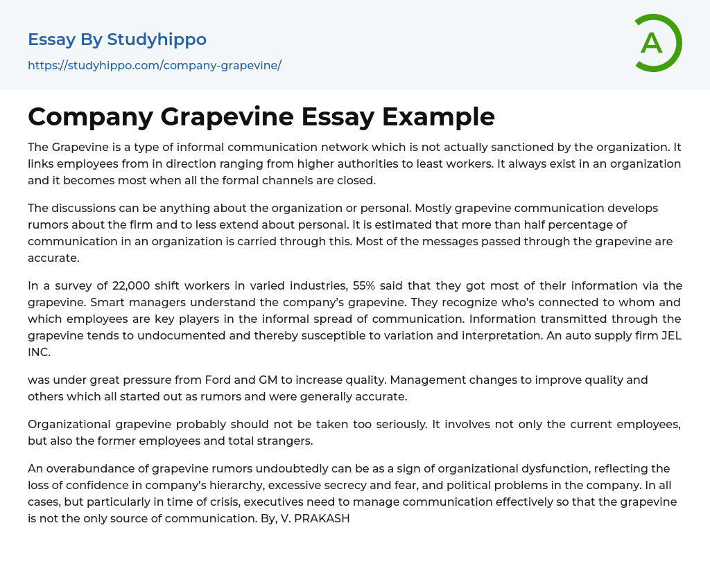 Company Grapevine Essay Example