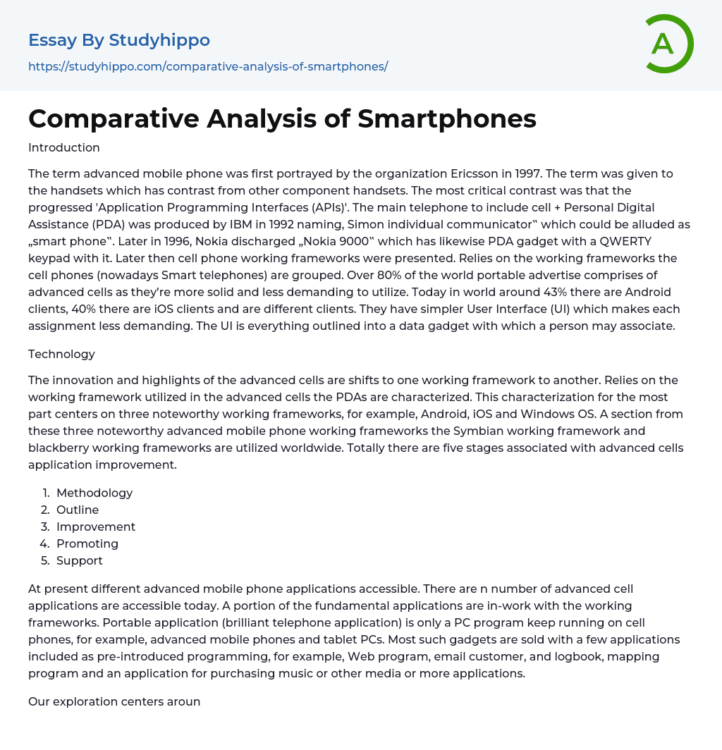 Comparative Analysis of Smartphones Essay Example