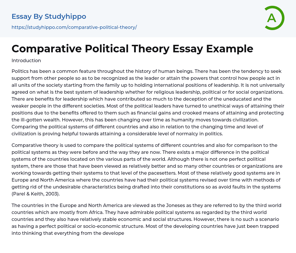 Comparative Political Theory Essay Example