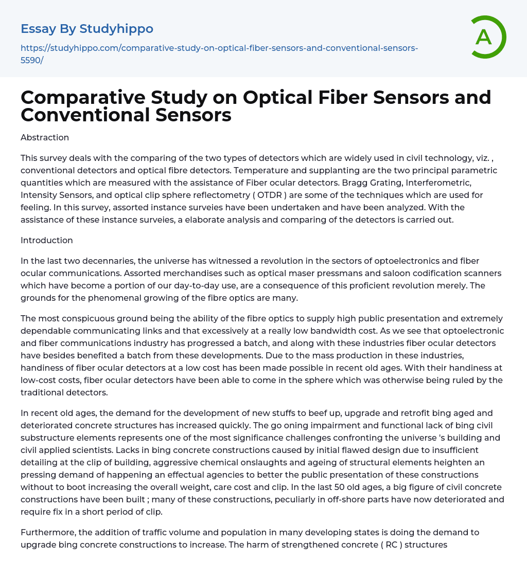 Comparative Study on Optical Fiber Sensors and Conventional Sensors Essay Example