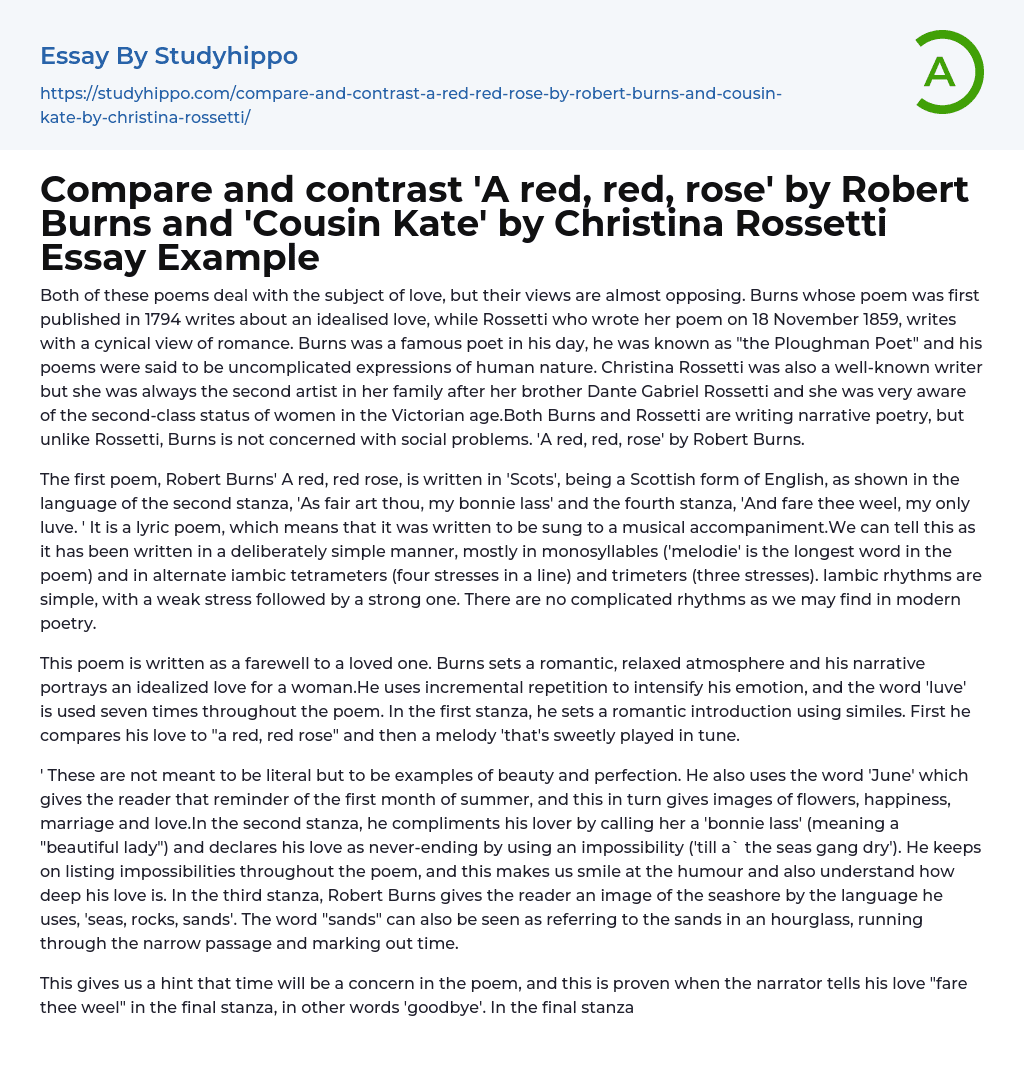 Opposing Views on Love: Burns vs. Rossetti