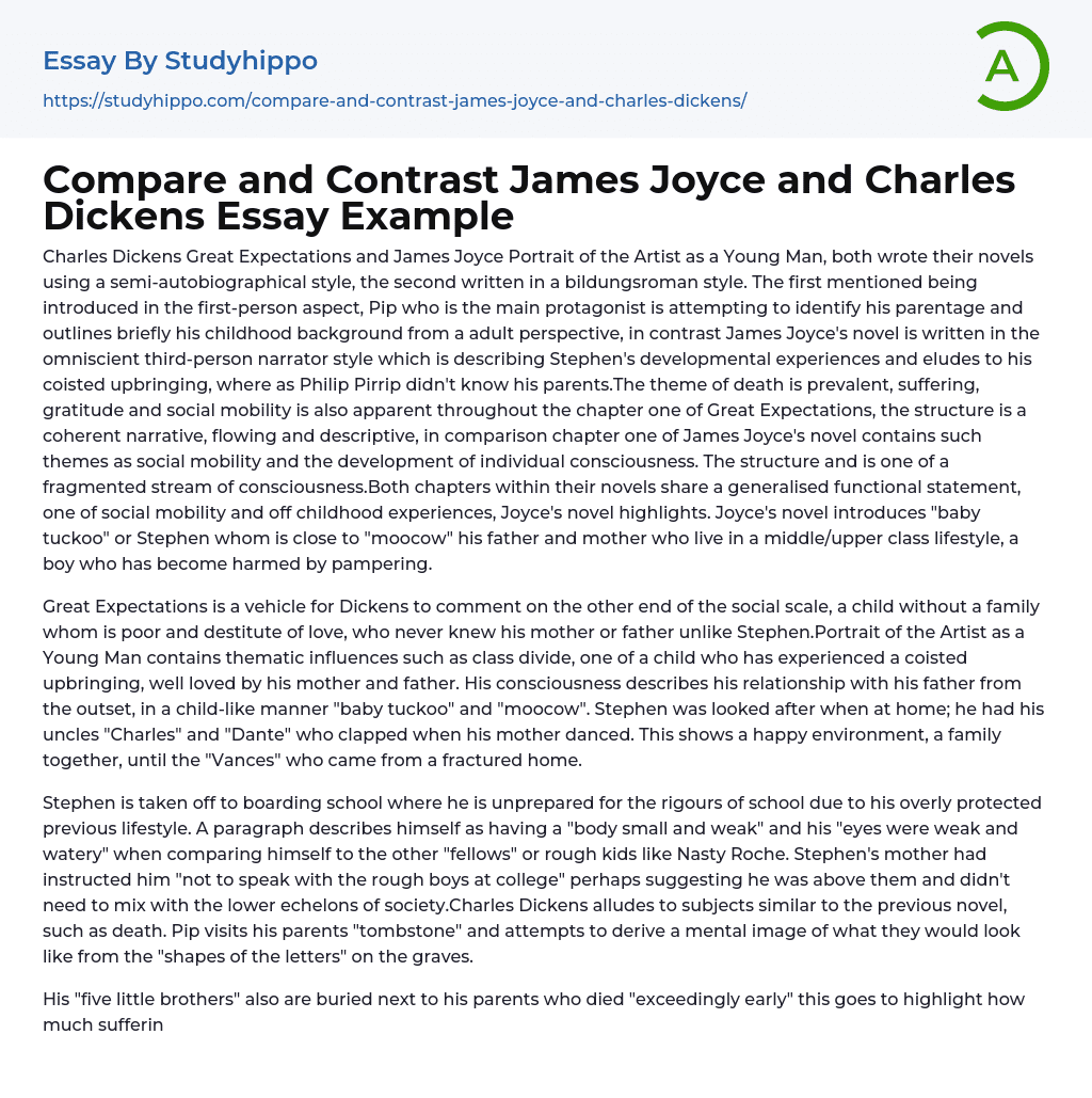 Compare and Contrast James Joyce and Charles Dickens Essay Example