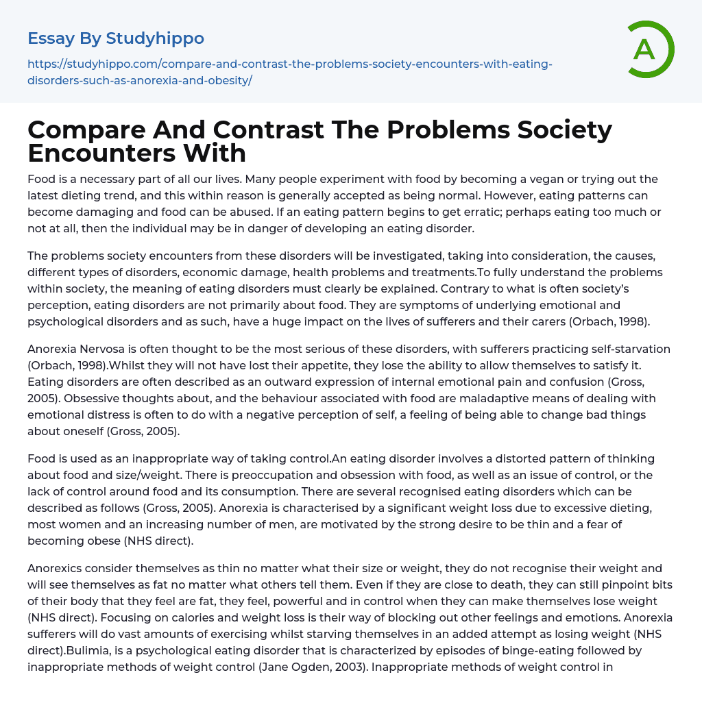 Compare And Contrast The Problems Society Encounters With Essay Example