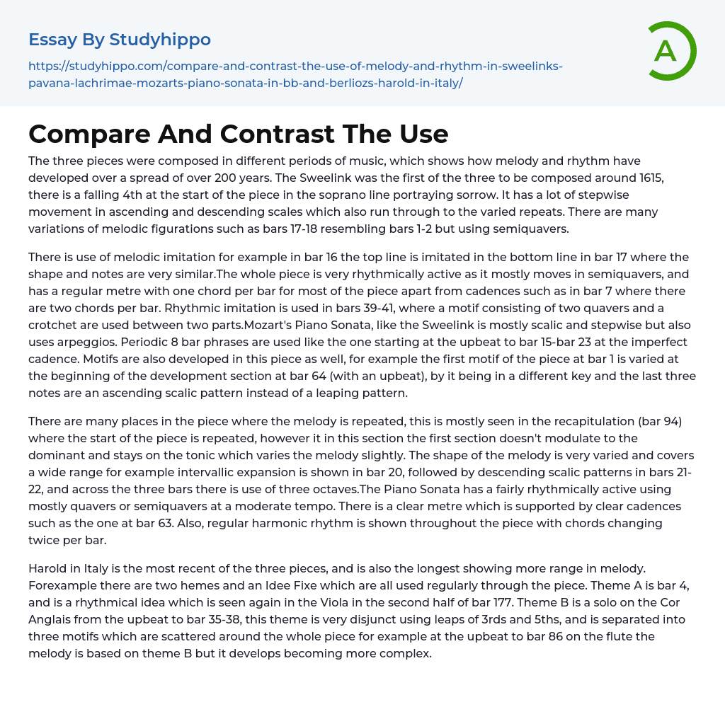 Compare And Contrast The Use Essay Example