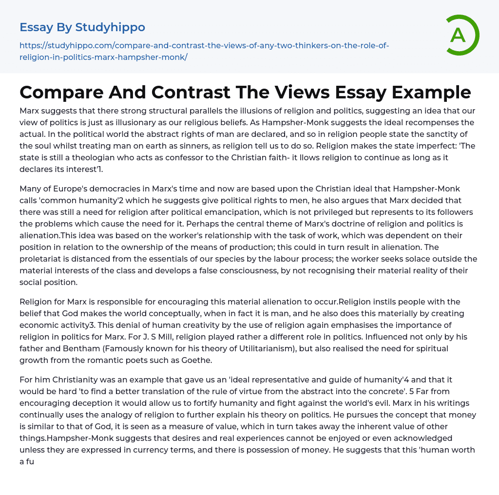 Compare And Contrast The Views Essay Example