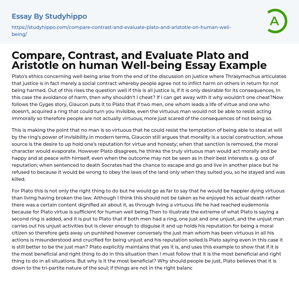 compare and contrast plato and aristotle essay