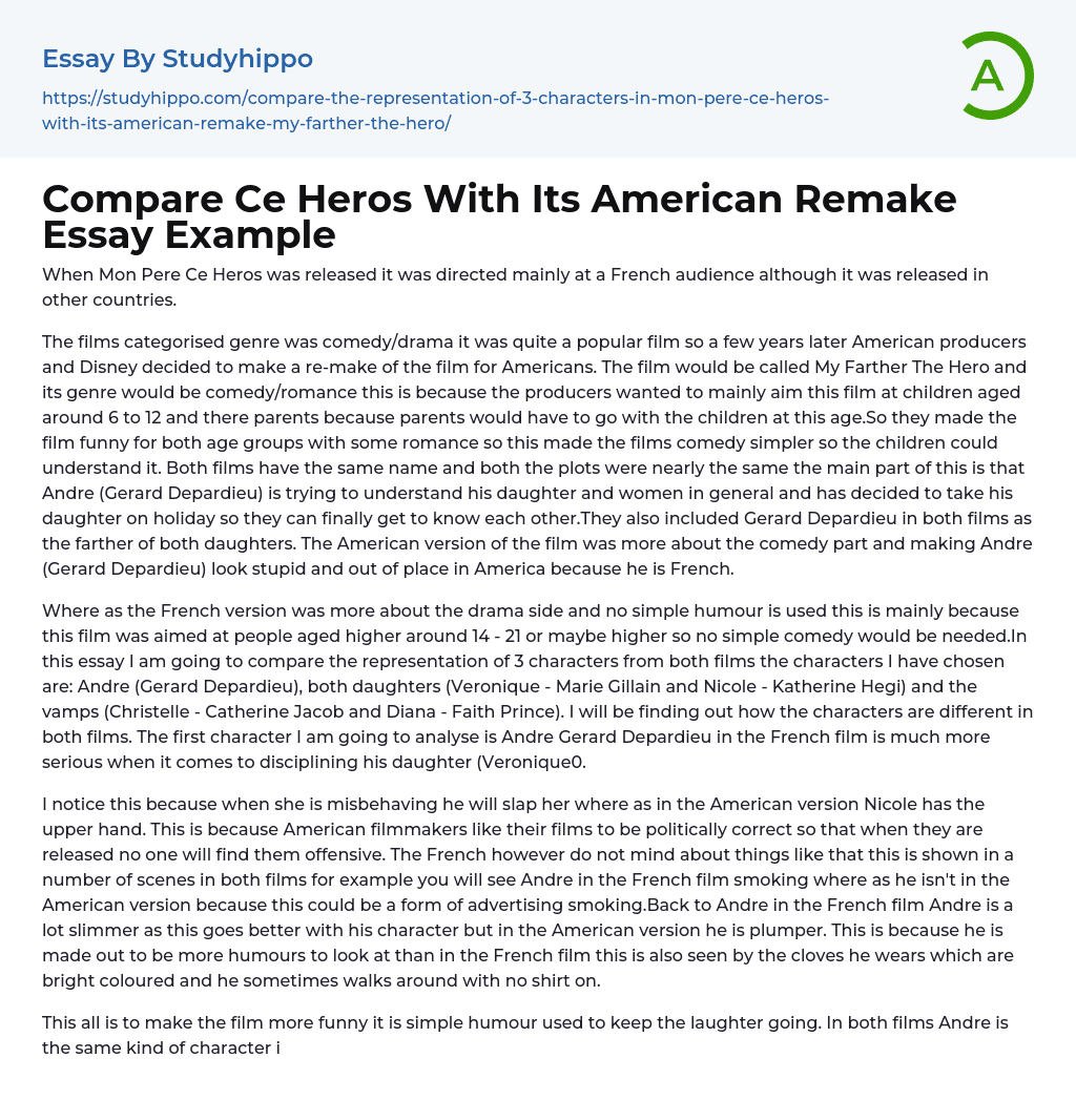 Compare Ce Heros With Its American Remake Essay Example