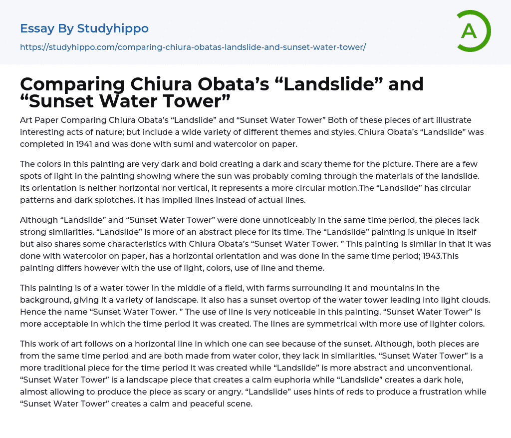 Comparing Chiura Obata’s “Landslide” and “Sunset Water Tower” Essay Example