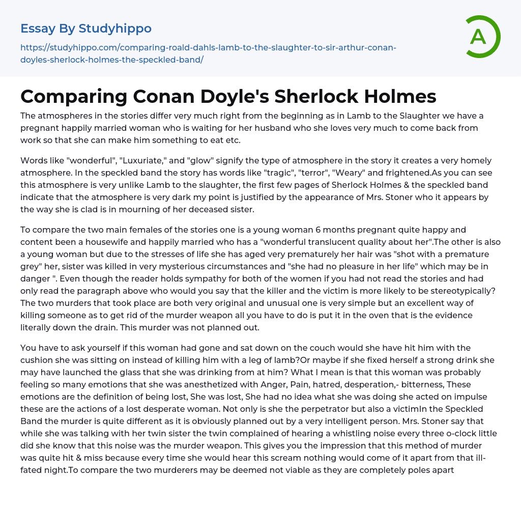 Comparing Conan Doyle’s Sherlock Holmes Essay Example