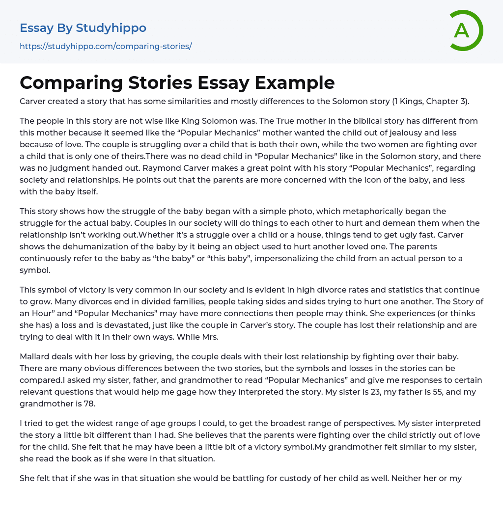 introduction for comparing stories essay