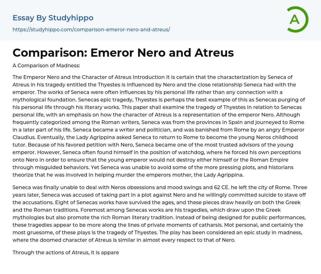 Comparison: Emeror Nero and Atreus Essay Example