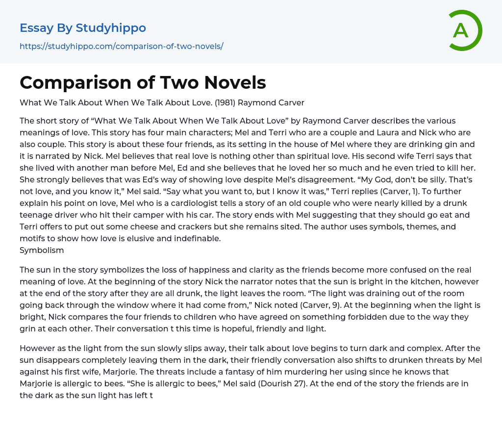 Comparison of Two Novels Essay Example