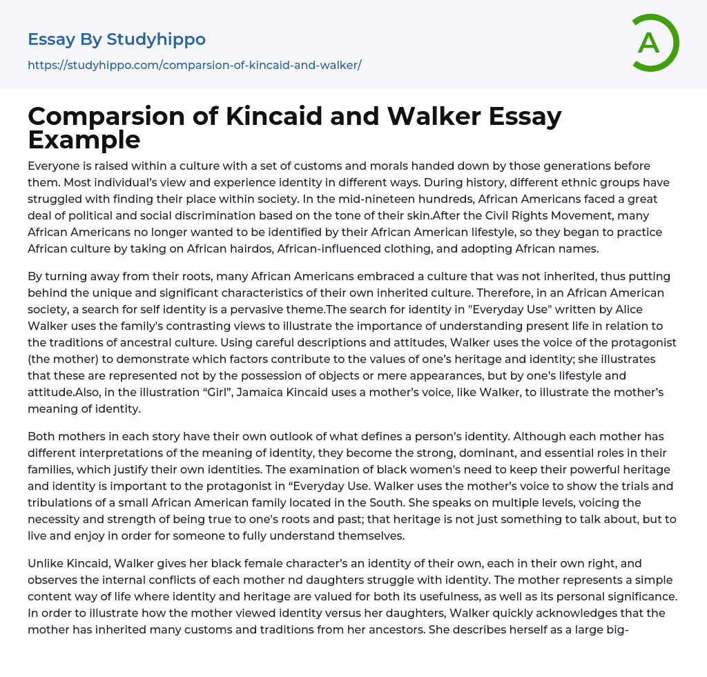 what does kincaid compare and contrast in this essay