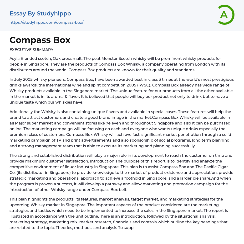 Compass Box Essay Example