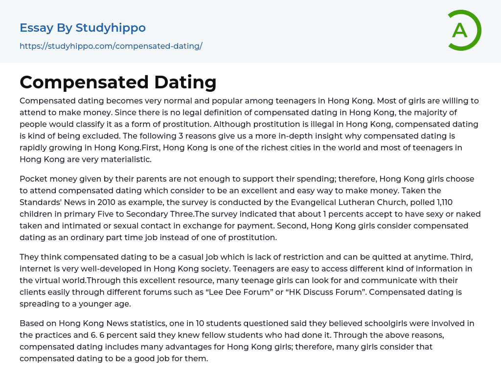 Compensated Dating Essay Example