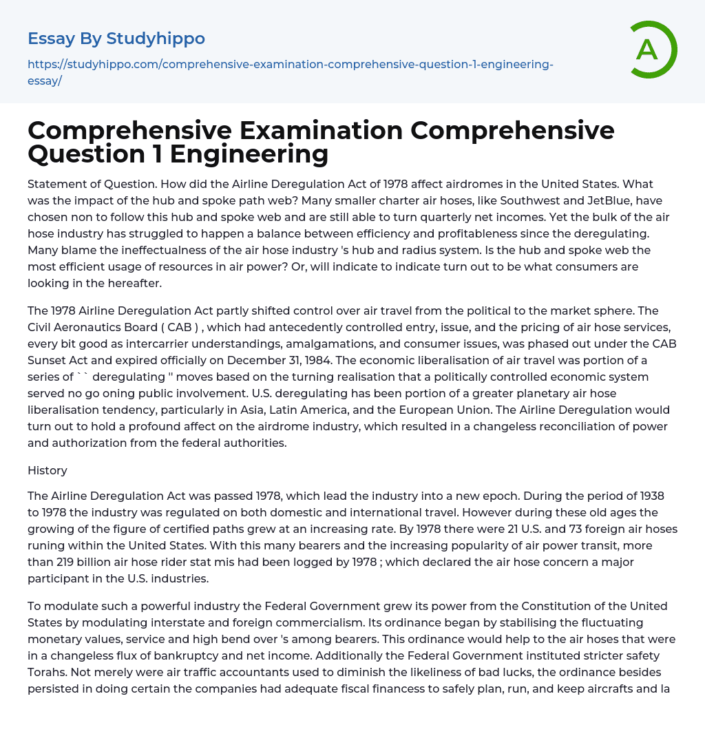 Comprehensive Examination Comprehensive Question 1 Engineering Essay Example