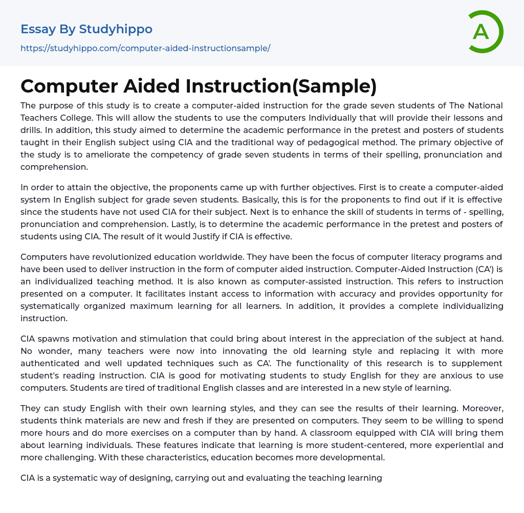 computer aided instruction thesis