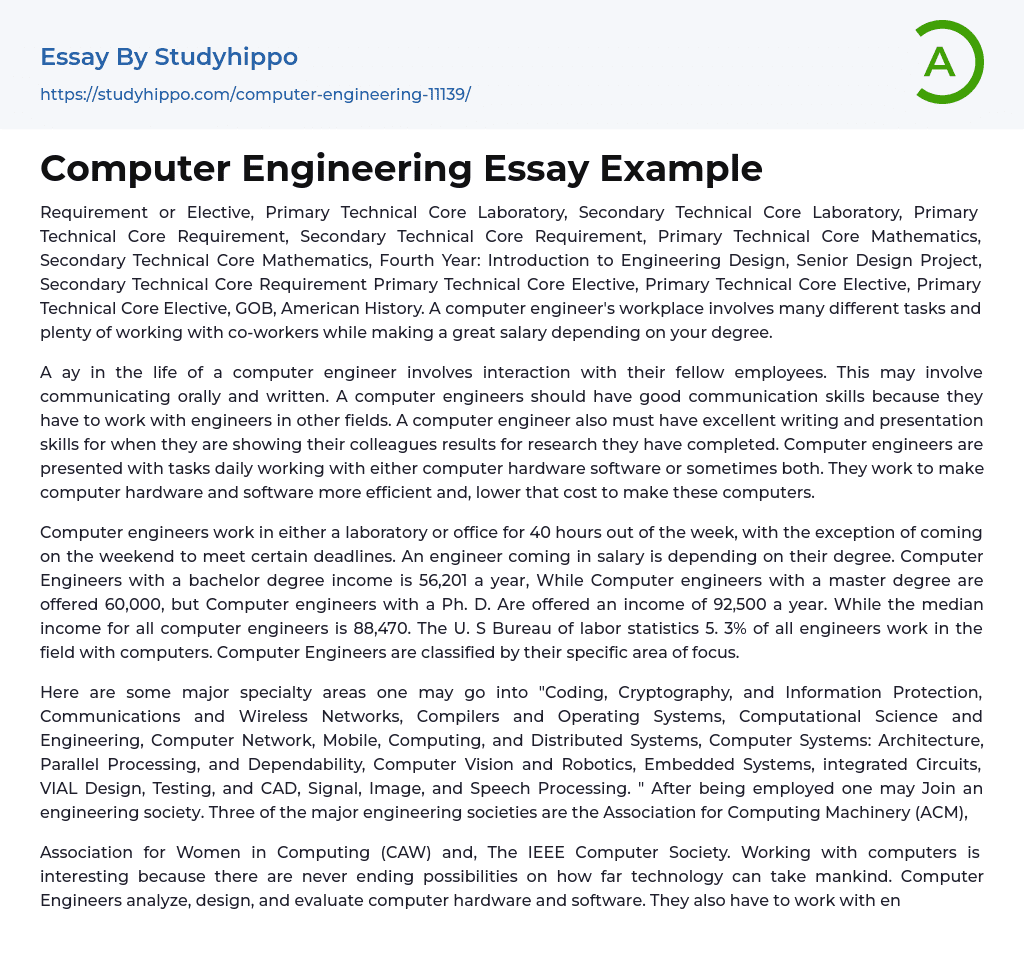 Computer Engineering Essay Example