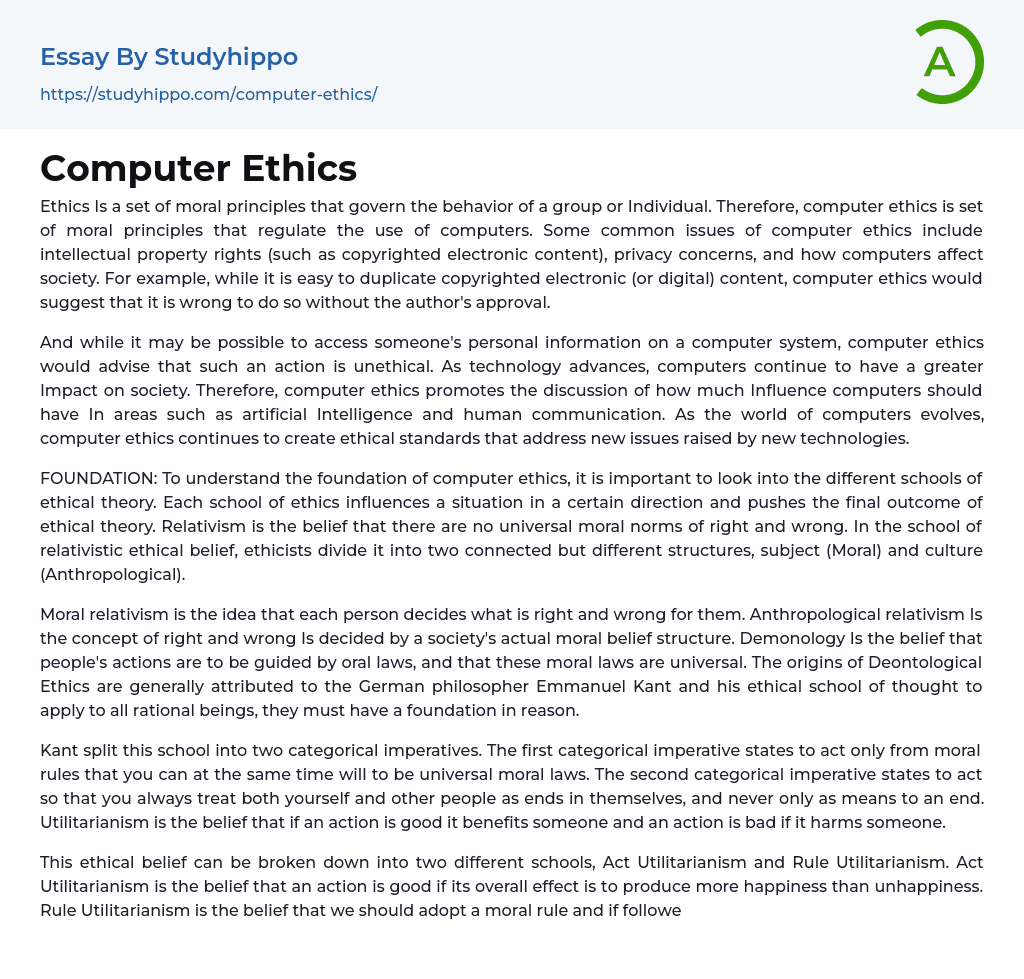 computer ethics essay topics
