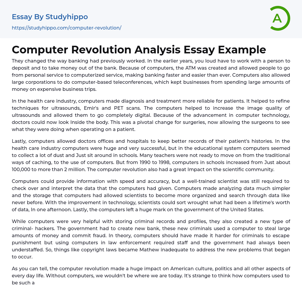 Computer Revolution Analysis Essay Example