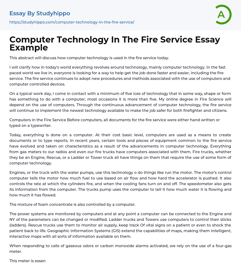 essay on fire service