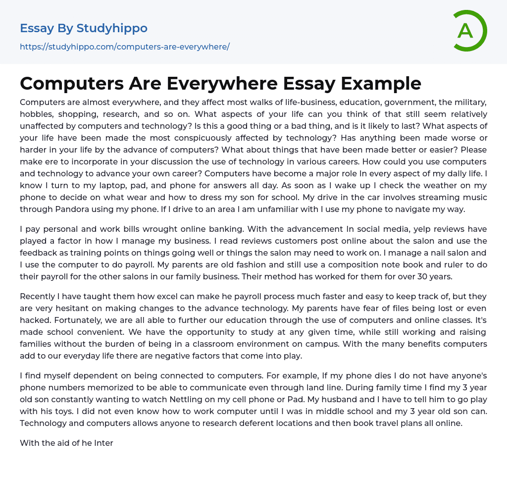 Computers Are Everywhere Essay Example