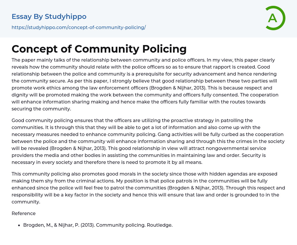 Concept of Community Policing Essay Example