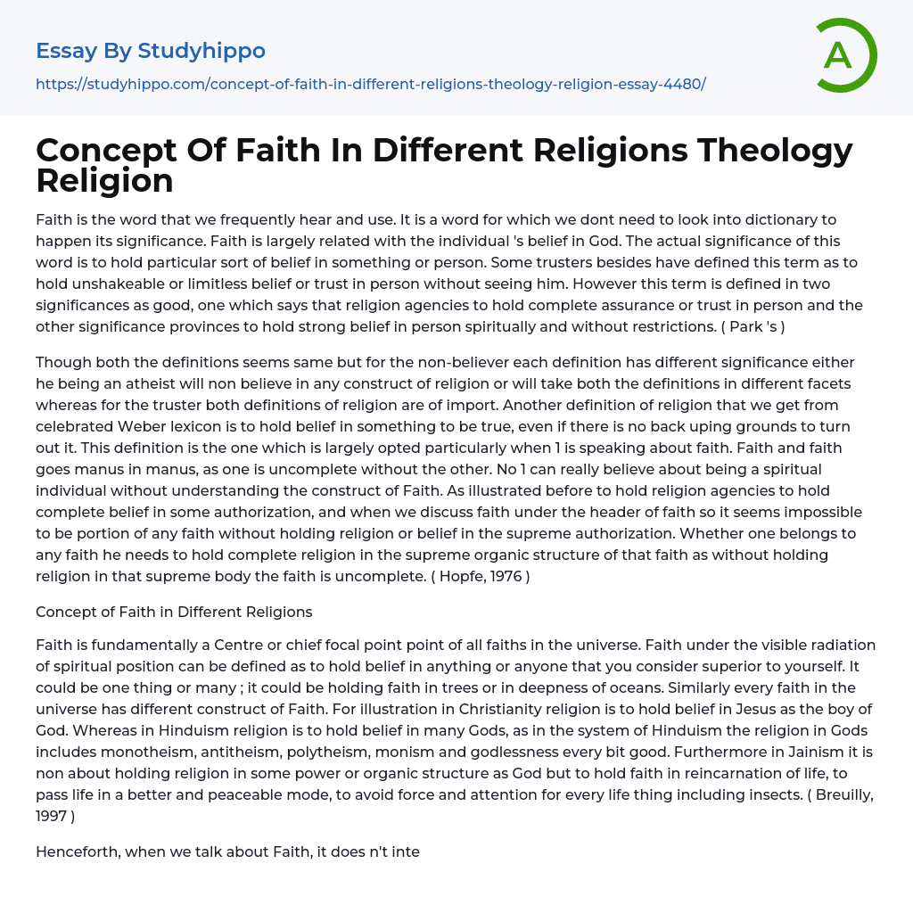 Concept Of Faith In Different Religions Theology Religion Essay Example