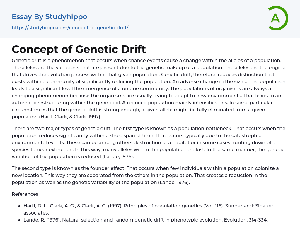 genetic drift short essay