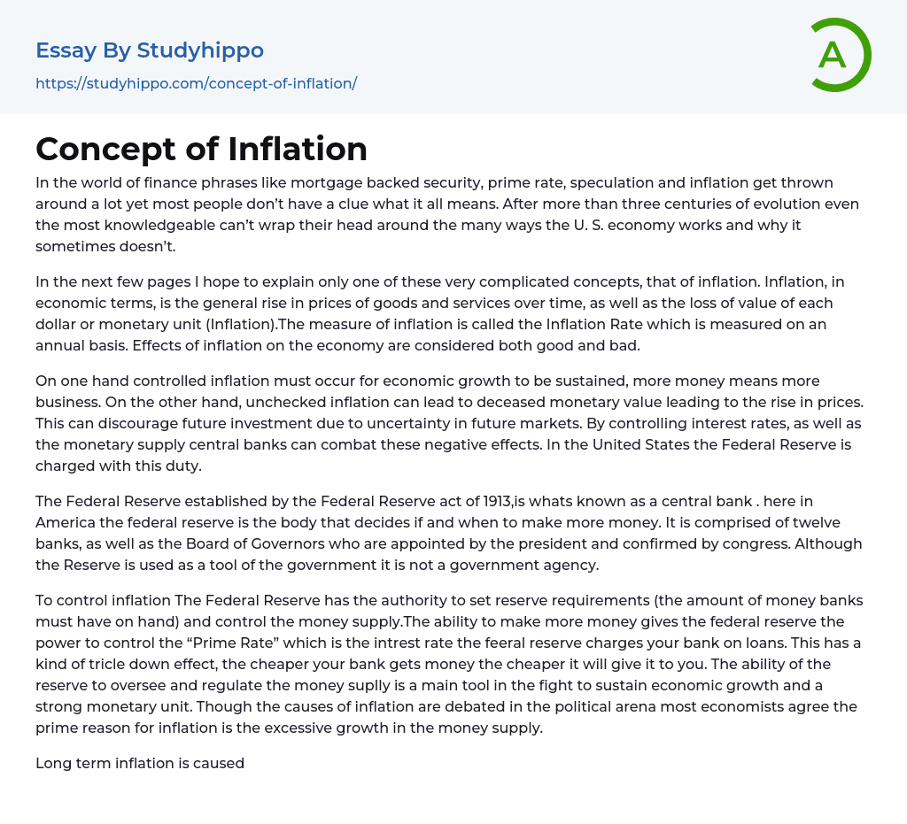 essay on inflation and recession