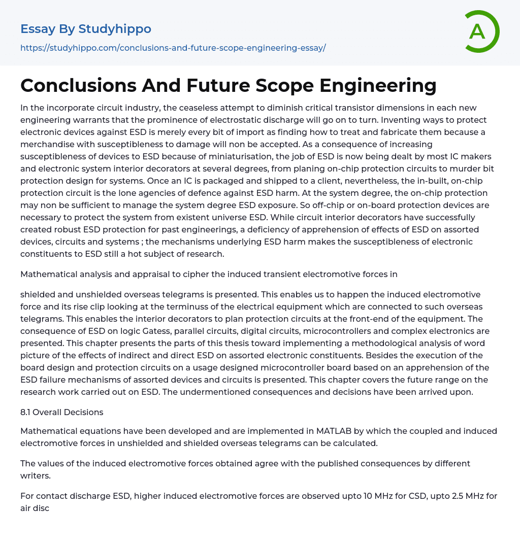 Conclusions And Future Scope Engineering Essay Example