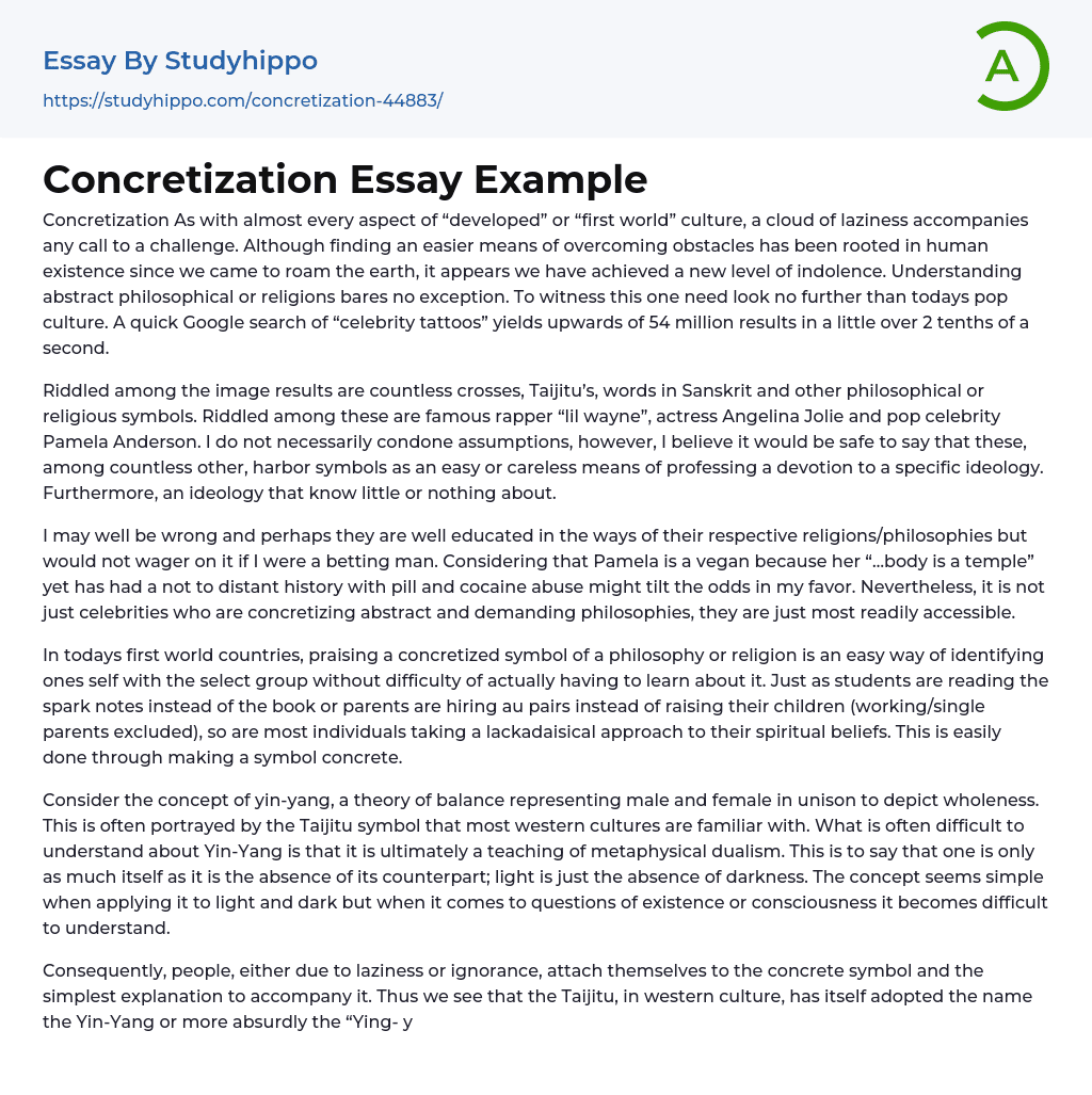 Concretization Essay Example