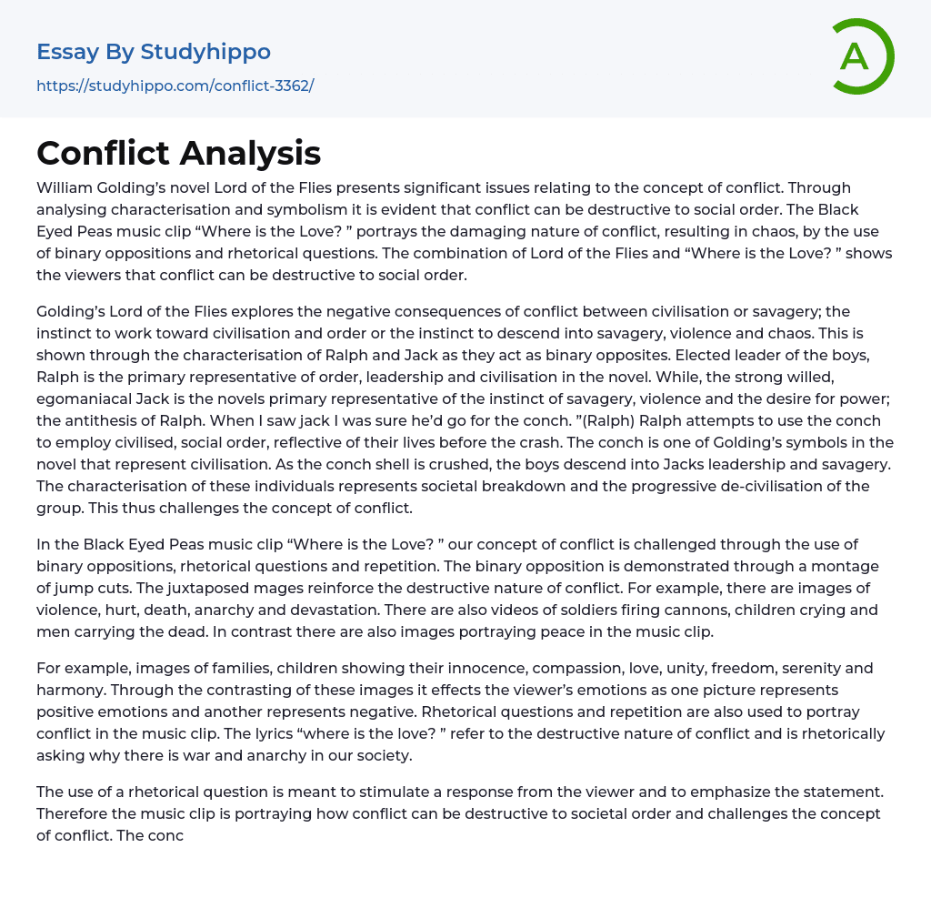 Conflict Analysis Essay Example