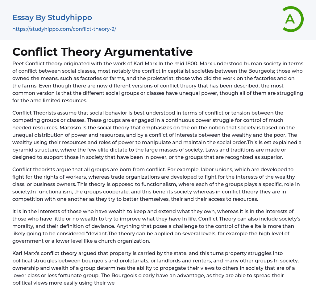 conflict theory essay example