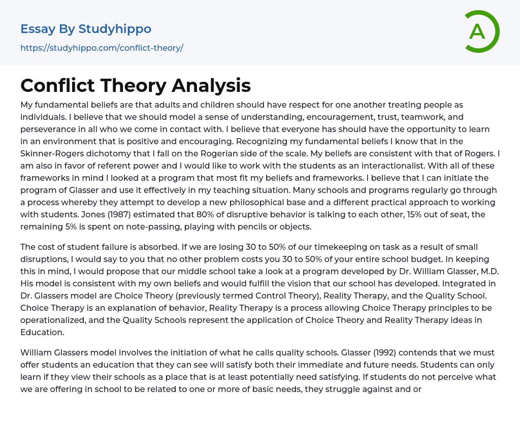 Conflict Theory Analysis Essay Example