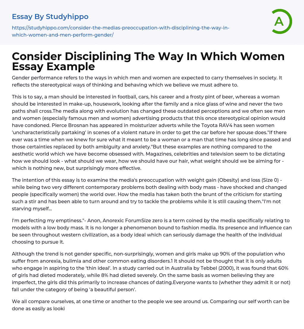 Consider Disciplining The Way In Which Women Essay Example
